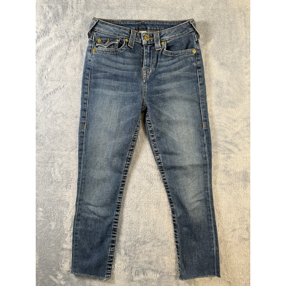 True Religion World Tour Skinny Jeans Womens 26 Medium Wash Blue Stretch Slim